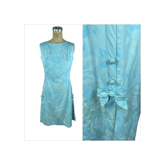 1960s blue cotton dress drop waist floral scooter dress by Cover Girl Size M - Picture 1 of 9